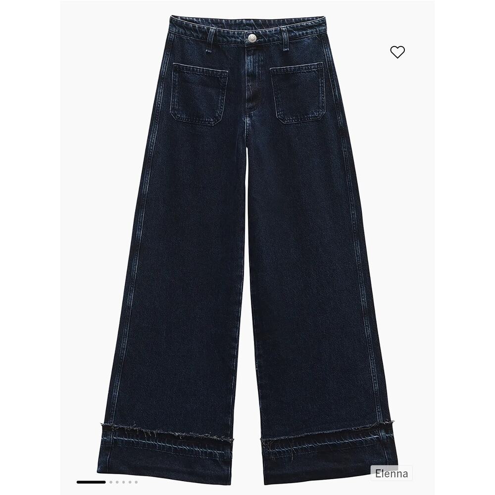 Rag & Bone Marina Mid Rise Wide Leg Jeans Dark Wash Size 27 Minimalist Designer - Picture 2 of 14